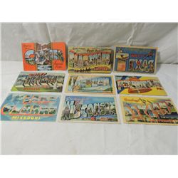 LOT 9 VINTAGE BIG LETTER POSTCARDS