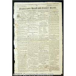 Jacob Perkins Bank Note Ad. This July 9, 1799 copy of the Newburyport Herald and Country Gazette car