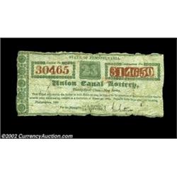 Pennsylvania Lottery Ticket. A Pennsylvania State Lottery ticket from 1826, printed on very thin pap