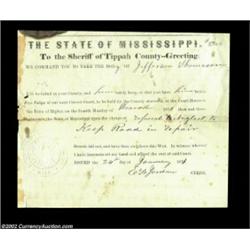 1871 Mississippi Arrest Warrant. This legal document from Tippah County, Mississippi, dated Jan. 24,