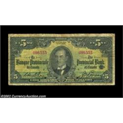 Montreal - La Banque Provinciale du Canada $5 Sept. 1, 1936 Ch. 615-18-02Very Good+. Important notic