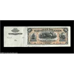 Hawaii $10 Undated (1880) Pick 1p Uniface ProofThis attractively engraved Proof by the American Bank