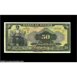 Mexico 50 pesos March 7, 1934 Pick 24gExtremely Fine-About Uncirculated, an attractive and only ligh