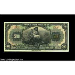 Mexico 500 pesos March 7, 1934 Pick 26dLike the 1,000 pesos note below, this Extremely Fine-About Un