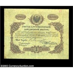 1 ruble 1861, Pick-A33, R-428. Fine-Very Fine. A solidly attractive example with a small area of gra