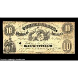 T10 $10 1861. This type is notoriously difficult to find with any grade, and this attractive note is