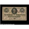 Image 1 : T63 50ó 1863 A very rare Confederate error note with the serial number printed squarely over the por