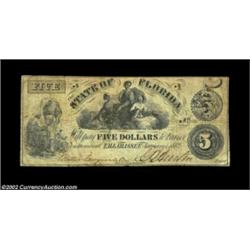 Tallahassee, FL - State of Florida $5 Jan. 1, 1862 Cr. 14Fine+. Important notice: We expect to be au