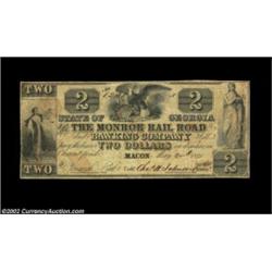 Macon, GA- The Monroe Railroad & Banking Company $2 May 2, 1840A scarce early Georgia railroad issue