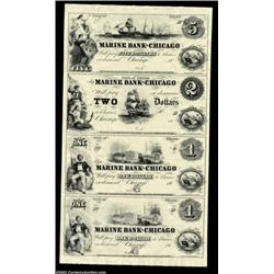 Chicago, IL- Marine Bank of Chicago $5-$2-$1-$1 G10a-G6a-G2a-G2a Uncut SheetA later issued sheet fro