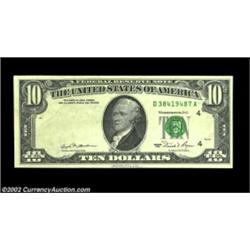 Fr. 2025-D $10 1981 Federal Reserve Note. About Uncirculated.This foldover error hardly looks like i