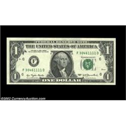 Fr. 1909-F $1 1977 Federal Reserve Note. Gem Crisp Uncirculated.The back is severely underinked, lea