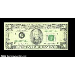 Fr. 2072-B $20 1977 Federal Reserve Note. Choice Crisp Uncirculated.The face design of this New York
