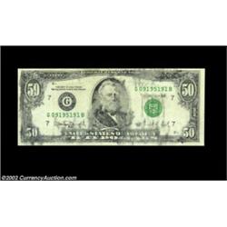 Fr. 2124-G $50 1990 Federal Reserve Note. Gem Crisp Uncirculated.This is about as dramatic an improp