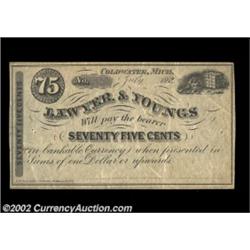 Coldwater, MI- Lawyer & Youngs 75ó July, 1862 Bowen 2a very scarce piece of scrip issued by these ba