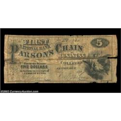 Jackson, MI- Parson's Chain of Business Colleges $5 July, 1867 Schingoethe UNLA discovery piece from