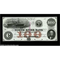 New York, NY- The North River Bank $100 UNL ProofAn ex-ABNCo sale Proof with a red-brown overprint..