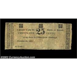 Newburgh, NY- Unknown Issuer 25ó Nov. 20, 1815 Harris 34A very rare early piece of scrip listed as R