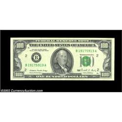 Fr. 2172-B $100 1988 Federal Reserve Note. Choice About Uncirculated.The left two-thirds of the back