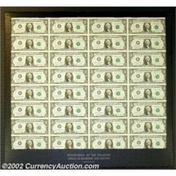 Fr. 1935-A $2 1976 Federal Reserve Notes. Uncut Sheet of 32. Gem Crisp Uncirculated. The well known.