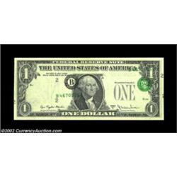 Fr. 1910-B $1 1977A Federal Reserve Note. Extremely Fine.The third printing is severely shifted up a