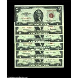 Fr. 1509*-Fr. 1514* $2 1953-1963A Legal Tenders. Choice-Gem Crisp Uncirculated. 6 notes Important no