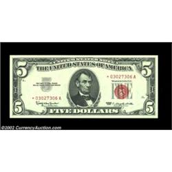 Fr. 1536* $5 1963 Legal Tenders. Gem Crisp Uncirculated.A superb gem consecutive star pair. Importan