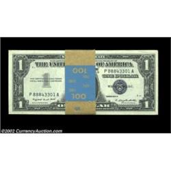 Fr. 1620 $1 1957A Silver Certificates. Gem Crisp Uncirculated.A pristine original pack of 100 notes.