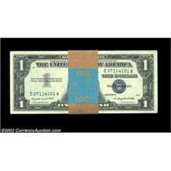 Fr. 1620 $1 1957A Silver Certificates. Gem Crisp Uncirculated.An original pack of 100 notes that are