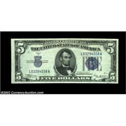 Fr. 1652 $5 1934B Mule Silver Certificate. Choice Crisp Uncirculated.The L-A block mule, a very scar