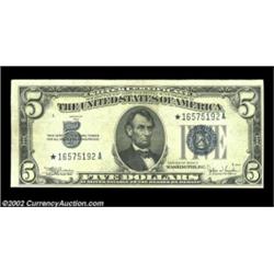 Fr. 1653* $5 1934C Silver Certificate. Crisp Uncirculated.There is a very, very light center bend an