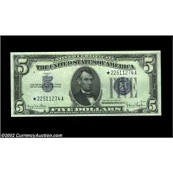 Fr. 1654* $5 1934D Silver Certificates. Changeover Pair. Choice Crisp Uncirculated.A Narrow to Wide.