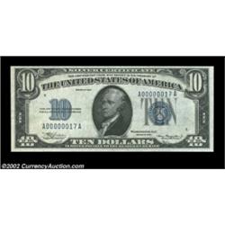 Fr. 1701 $10 1934 Silver Certificate. Choice Crisp Uncirculated.A very rare low number example which