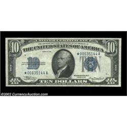 Fr. 1701* $10 1934 Mule Silver Certificate. Very Fine-Extremely Fine.A high end circulated mule star