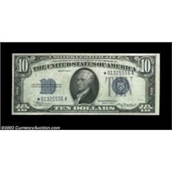 Fr. 1702* $10 1934A Silver Certificate. About Uncirculated.This nicely centered scarcer Star shows o