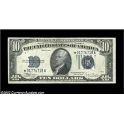 Fr. 1704* $10 1934C Silver Certificate. Crisp Uncirculated.Light handling wrinkles keep this accepta