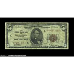 Fr. 1850-L $5 1929 Federal Reserve Bank Note. Very Good-Fine.A decent circulated example of the key.