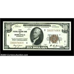 Fr. 1860-I $10 1929 Federal Reserve Bank Note. Gem Crisp Uncirculated.This Minneapolis $10 FRBN is a