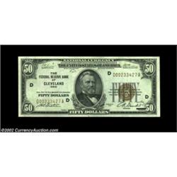 Four $50 FRBNs.Fr. 1880-D $50 1929 Federal Reserve Bank Note Choice AUFr. 1880-I $50 1929 Federal Re