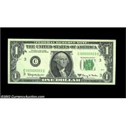 Fr. 1901-C $1 1963A Federal Reserve Note. Gem Crisp Uncirculated.Desirable low serial number C000000