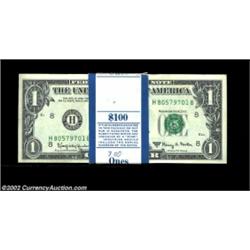 Fr. 1901-H $1 1963A Federal Reserve Notes. Original pack of 100. Gem Crisp Uncirculated.An original.