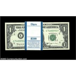 Fr. 1902-E $1 1963B Federal Reserve Notes. Gem Crisp Uncirculated.A fresh, original pack of 100 Rich