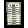 Image 1 : Fr. 1924-B $1 1999 Federal Reserve Notes. Gem Crisp Uncirculated.A group of 10 notes, beginning with