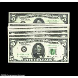 Fr. 1968-A $5 1963A Federal Reserve Notes. Gem Crisp Uncirculated.A run of ten consecutive pieces. I