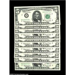 Fr. 1968-B* $5 1963A Federal Reserve Notes. Gem Crisp Uncirculated.A nice lot of ten consecutive gem