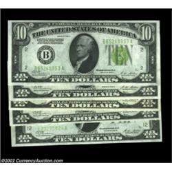 $10 1928B Light Green Seal Federal Reserve Notes. New York, Richmond, Chicago, St. Louis, San Franci