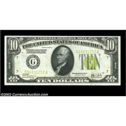 Fr. 2003-G $10 1928C Federal Reserve Note. About Uncirculated.Bright and fresh, just a light fold fr