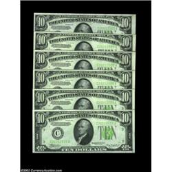 Fr. 2004-C $10 1934 Light Green Seal Federal Reserve Notes. Cut Half Sheet of Six. Gem Crisp Uncircu