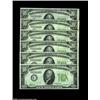 Image 1 : Fr. 2004-C $10 1934 Light Green Seal Federal Reserve Notes. Cut Half Sheet of Six. Gem Crisp Uncircu