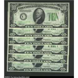 Fr. 2006-C $10 1934A Federal Reserve Notes. Cut Half Sheet of Six. Gem Crisp Uncirculated.A cracklin